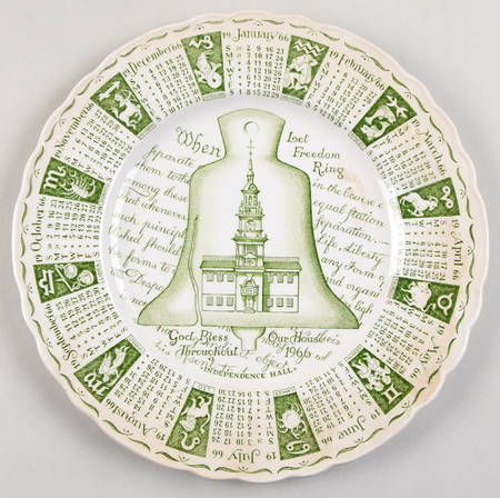 God Bless Our House Calender Plate 1966-Green - No Box