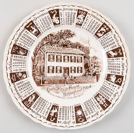 God Bless Our House Calender Plate 1964-Brown - No Box