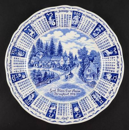 God Bless Our House Calender Plate 1978-Blue - No Box
