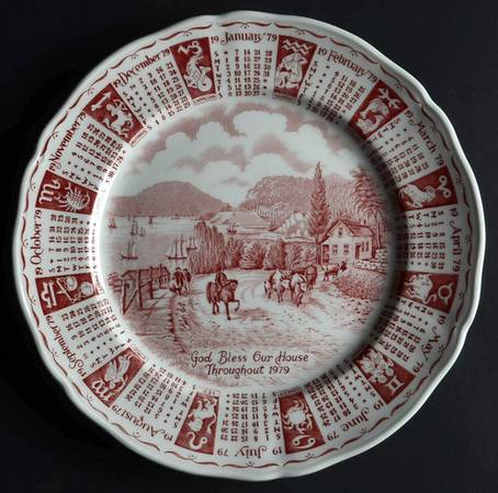 God Bless Our House Calender Plate 1979-Red - No Box