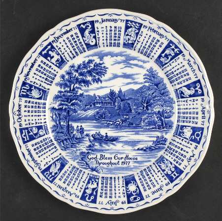 God Bless Our House Calender Plate 1977-Blue - No Box