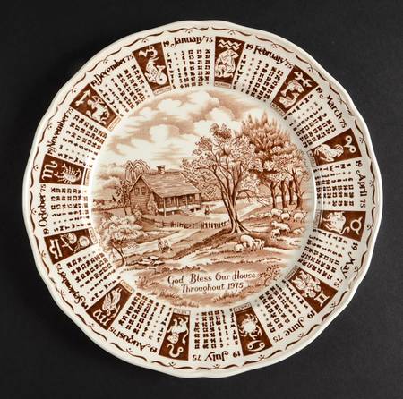 God Bless Our House Calender Plate 1975-Brown - No Box