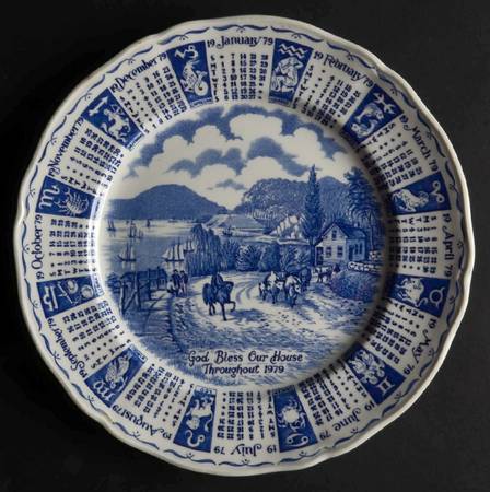 God Bless Our House Calender Plate 1979-Blue - No Box