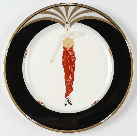 Erte' Plates Le Soleil-Ebony - Boxed