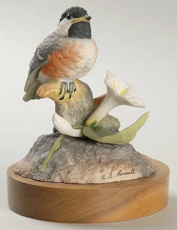 Bird-Porcelain Figurine Black Capped Chickadee - No Box