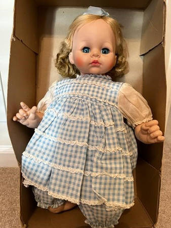 Babies-Doll Pussy Cat-Blue & White Dress - Boxed