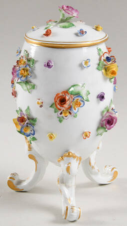 Meissen Figurines & Giftware Egg Vase Tea Caddy,Applied Flowers - No Box