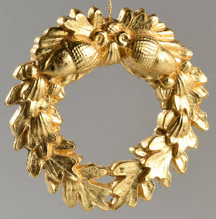 Margaret Furlong Ornaments Oak And Acorn Wreath-Gold - Boxed