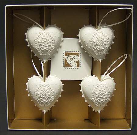 Margaret Furlong Ornaments Blooming Four Love-Set Of Four - With Box