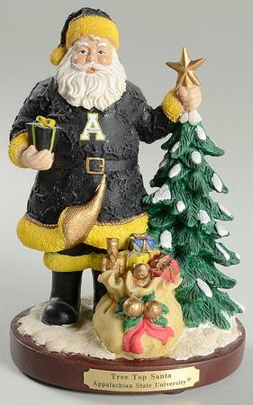 Collegiate Tree Top Santa Figurine Appalachian State University - Boxed