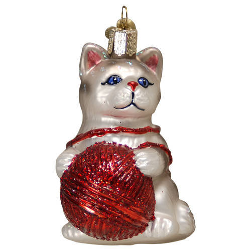Old World Christmas Playful Kitten-Gray - No Box