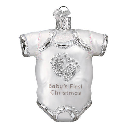 Old World Christmas White Baby Onesie - No Box Nb2752