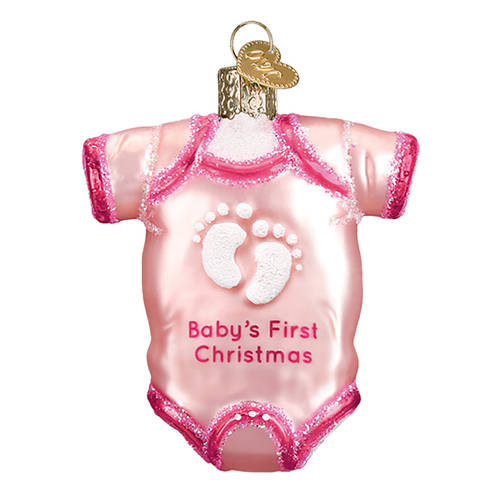 Old World Christmas Pink Baby Onesie - No Box Nb2750