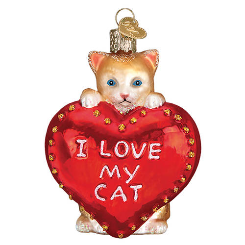 Old World Christmas Heart -  I Love My Cat - No Box Nb2728