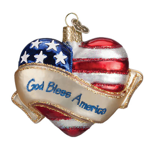 Old World Christmas God Bless America Heart - No Box Nb2034