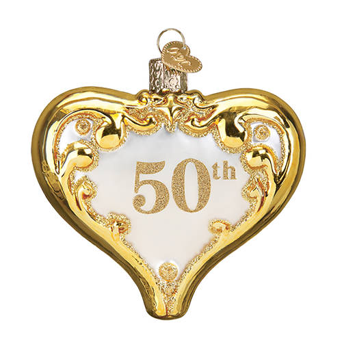 Old World Christmas 50th Anniversary Heart - No Box Nb2907