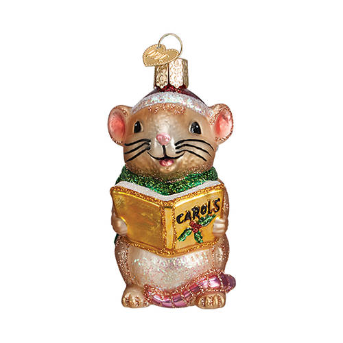 Old World Christmas Caroling Mouse-Brown - No Box Nb2205