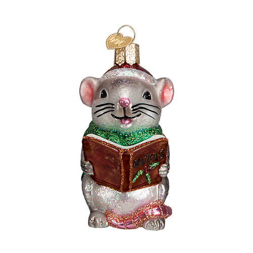 Old World Christmas Caroling Mouse-Gray - No Box Nb2204