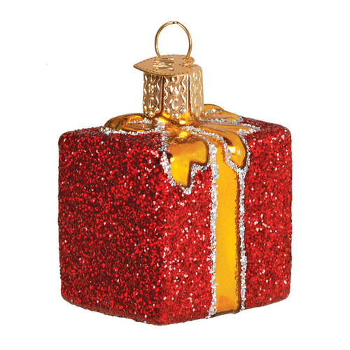 Old World Christmas Gift Box-Red With Gold Bow - Nb959, No Box