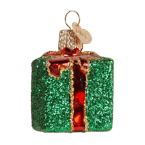 Old World Christmas Gift Box-Green With Red Bow - Nb957, No Box