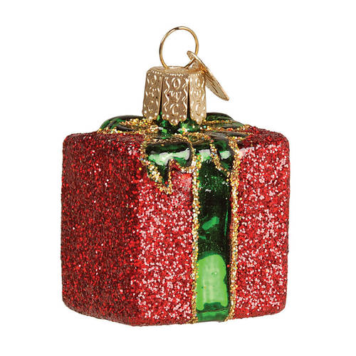 Old World Christmas Gift Box-Red With Green Bow - Nb956, No Box