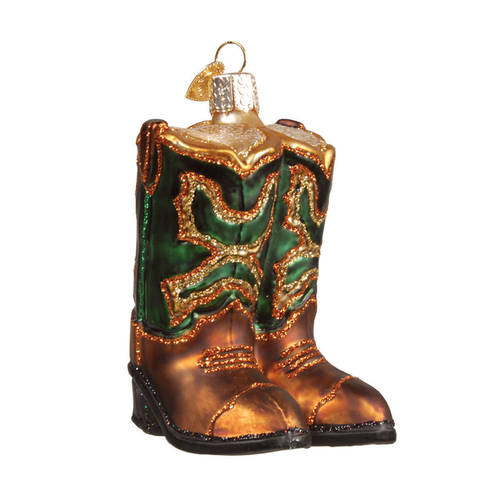 Old World Christmas Pair Of Cowboy Boots-Green - Nb918, No Box