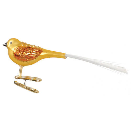 Old World Christmas Fat Glitter Bird-Yellow - Nb820, No Box