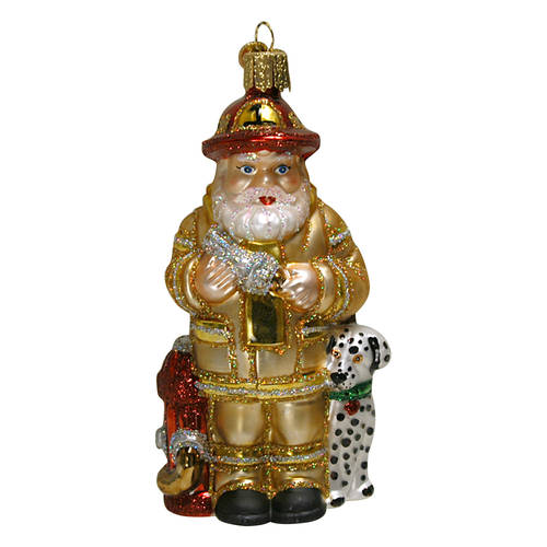 Old World Christmas Fireman Santa-Yellow - Nb699, No Box