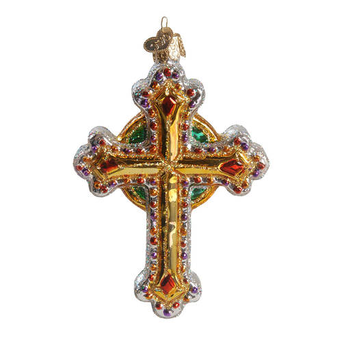 Old World Christmas Jeweled Cross-Red - No Box Nb1823