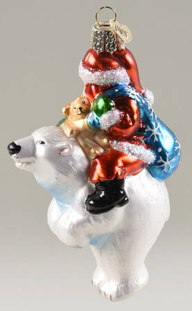 Santa and Mrs Claus Glistening Santa On Bear - No Box