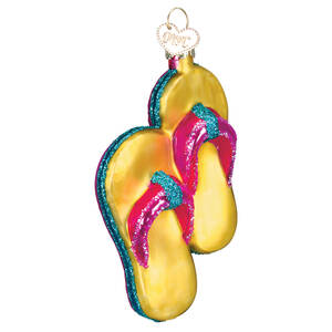 Old World Christmas Flip Flops-Yellow - Nb921, No Box