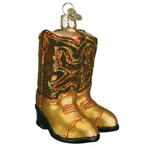 Old World Christmas Pair Of Cowboy Boots-Brown - Nb917, No Box