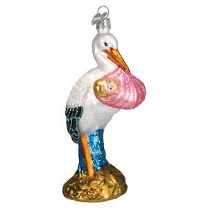 Old World Christmas Bundle Of Joy-Pink Baby Girl Stork - No Box