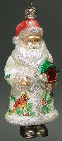 Santa and Mrs Claus Glistening Birdhouse Santa - No Box