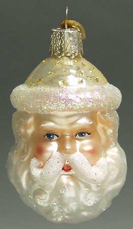 Santa and Mrs Claus Polka Dot Santa Head - Gold - No Box