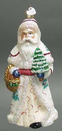 Santa and Mrs Claus Glistening Red Ribbon Santa - No Box