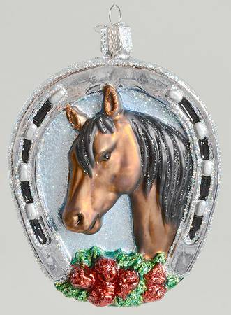 Old World Christmas Winner-Brown-Horse In Horseshoe - No Box Nb2211
