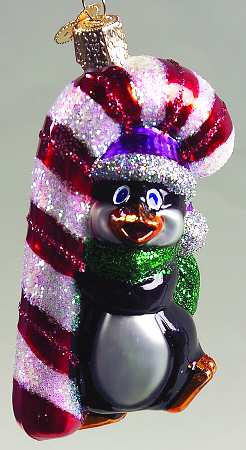 Birds-Hanging Candy Cane Penguin - No Box