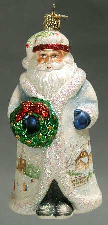 Santa and Mrs Claus Glistening Santa With Wreath - No Box