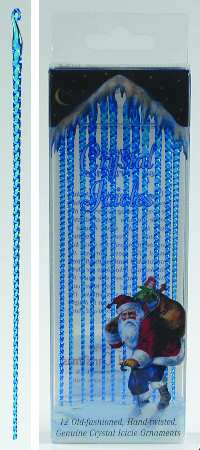 Old World Christmas Blue Crystal Icicles-Set Of 12 - With Box Bx748