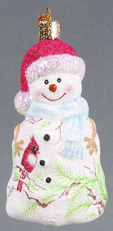 Snowmen Glistening Cardinal Snowman - No Box