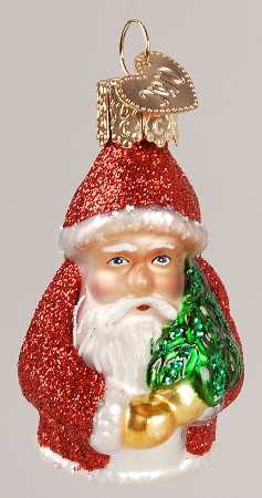 Santa and Mrs Claus Small Red Shimmering Santa - No Box
