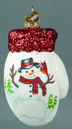 Old World Christmas Glistening Snowman On Mitten - Nb941, No Box