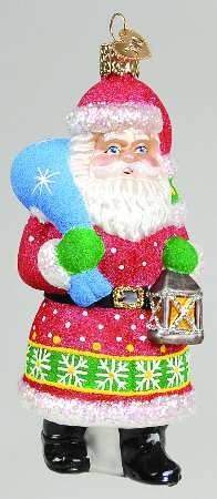 Santa and Mrs Claus Glistening Santa W/ Lantern - No Box