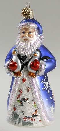 Santa and Mrs Claus Glistening Santa With Penguins - No Box