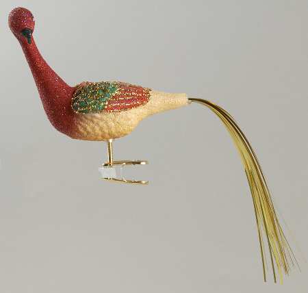 Birds - Clip-On Glistening Christmas Peacock - No Box