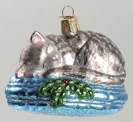 Old World Christmas Cat Nap-Gray Tabby - No Box Nb1202