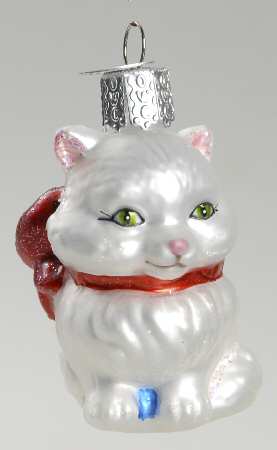 Old World Christmas Miniature Kitten-White - Nb1397, No Box