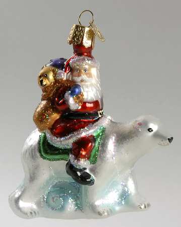 Santa and Mrs Claus Santa On Polar Bear - No Box