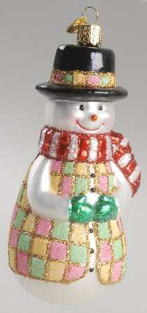 Snowmen Glistening Patchwork Snowman - No Box